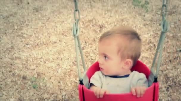 Toddler playing on the swingset — Stock Video