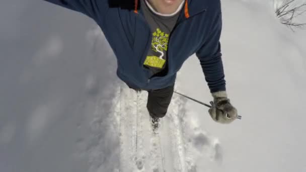 Homem esqui cross country — Vídeo de Stock
