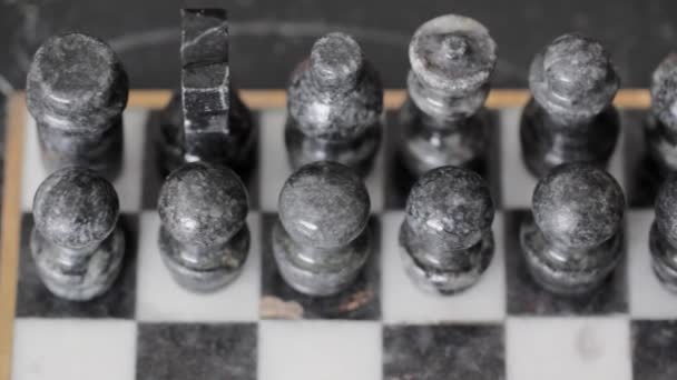 Marble chess set. — Stock Video