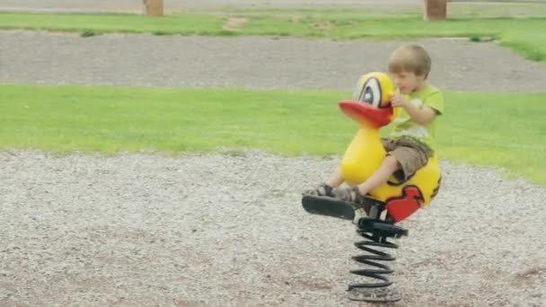 Little boy playing at the park — Stock Video