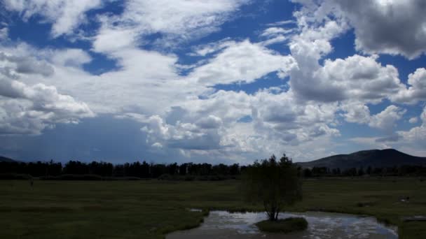 Wolken ziehen durch das Tal — Stockvideo