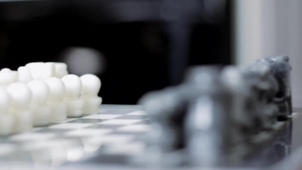 Hand carved marble chess board — Stock Video