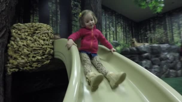 Children playing on slide — Stock Video