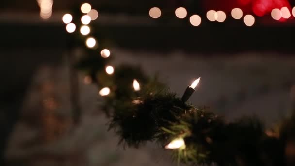 Luces de Navidad en una calle — Vídeos de Stock
