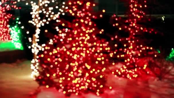 Julbelysning på en gata — Stockvideo