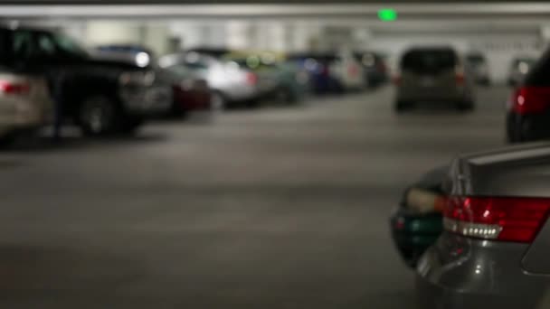Cars inside a parking garage — Stock Video