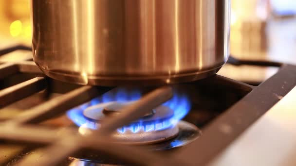 Flame on a gas stove — Stock Video