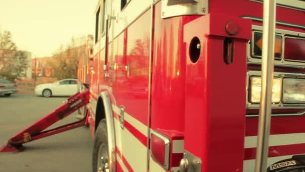 Front of red firetruck — Stock Video