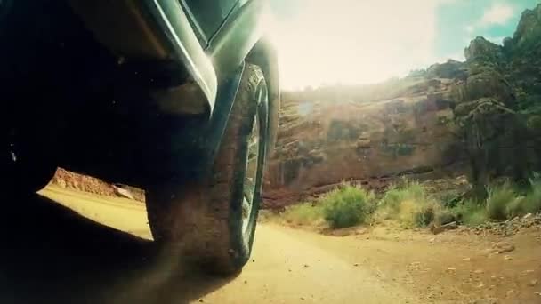 Suv driving through capitol reef — Stock Video