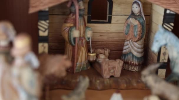 Hout Nativity creche — Stockvideo