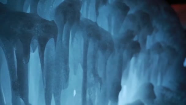 People watching an ice castle — Stock Video