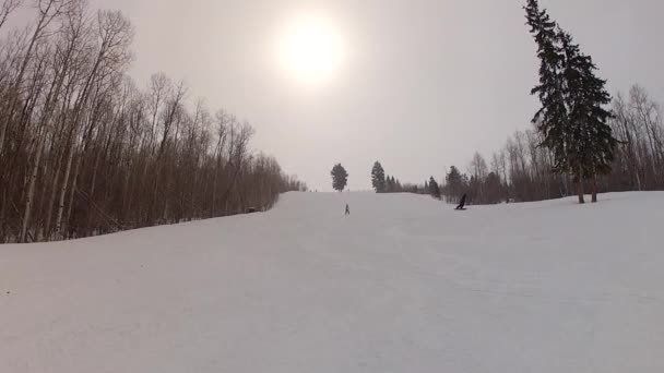 Skifahrer im Schneesturm — Stockvideo