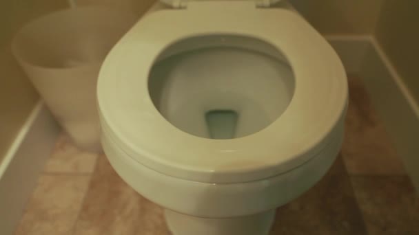 Hand lifts the toilet lid — Stock Video