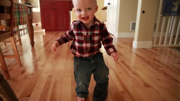 Boy playing with shoe — Stock Video