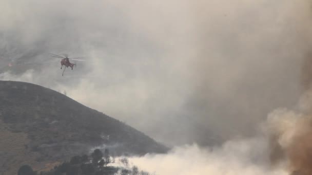 Helikopter strider med wildfire — Stockvideo