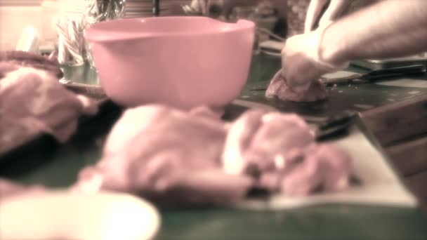 Chasseur couper la viande de wapiti — Video