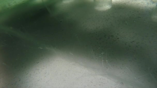 Pohled na ledu rybářských otvorů — Stock video