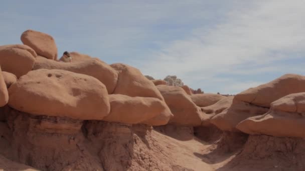 Girl Playing at Goblin Valley — Stock Video