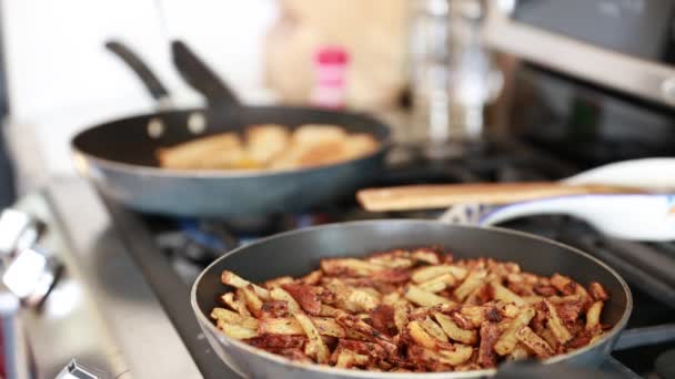 Man frying french fries — Stock Video