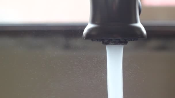 Eau sortant d'un robinet de cuisine — Video