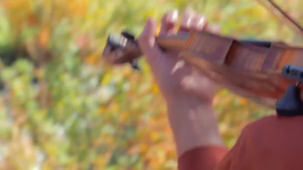Мужчина играет на скрипке снаружи — стоковое видео