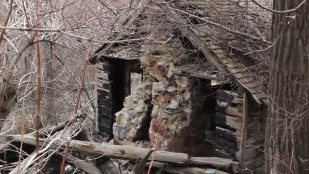 Old burned house — Stock Video