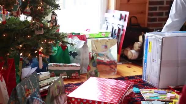 Family opening gifts — Stock Video