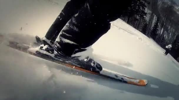 Esquiadores na cidade do parque — Vídeo de Stock