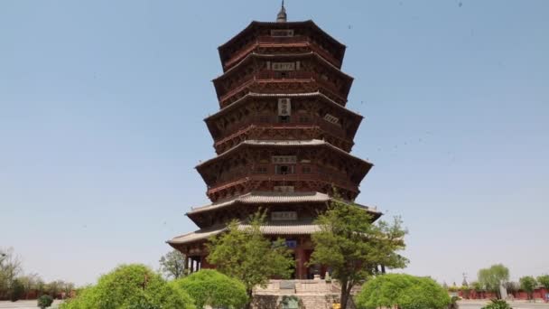 Пагода храма Фогонг — стоковое видео