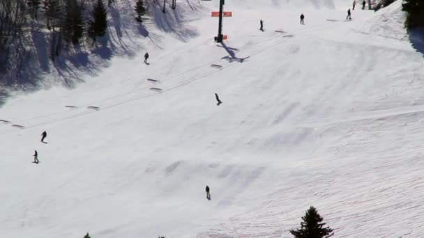 Hombre esquiando en la nieve — Vídeos de Stock