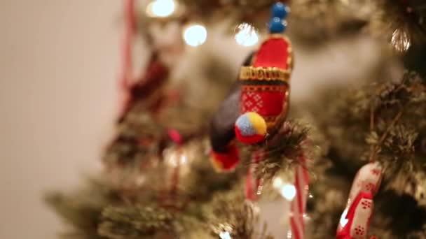 Ornements accrochés à un arbre de Noël — Video