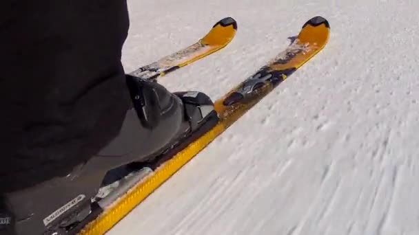 Skifahrer in der Parkstadt — Stockvideo