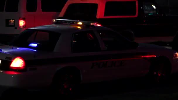 Polizei leuchtet in der Nacht — Stockvideo