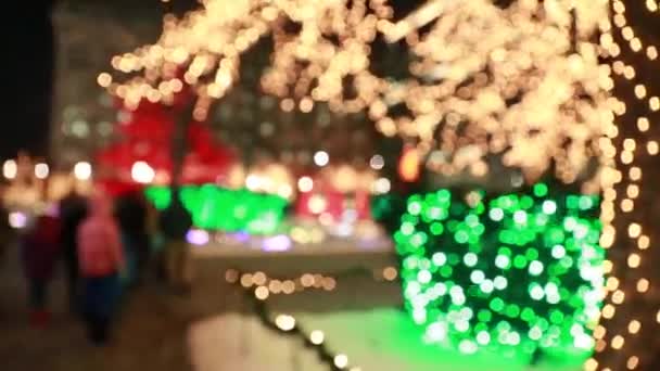 Gente disfrutando de las luces de Navidad — Vídeos de Stock