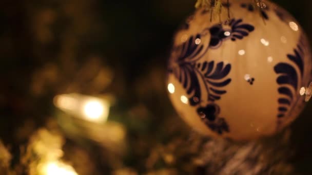 Decorations on christmas tree — Stock Video