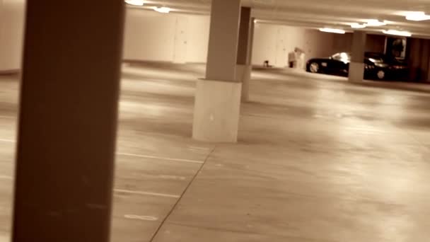 Scary parking garage — Stock Video