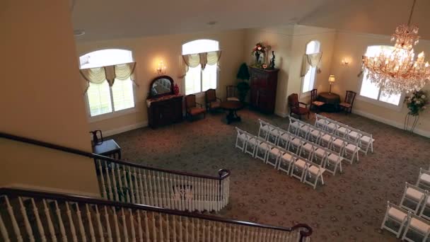 The empty wedding reception room and staircase — Stock Video