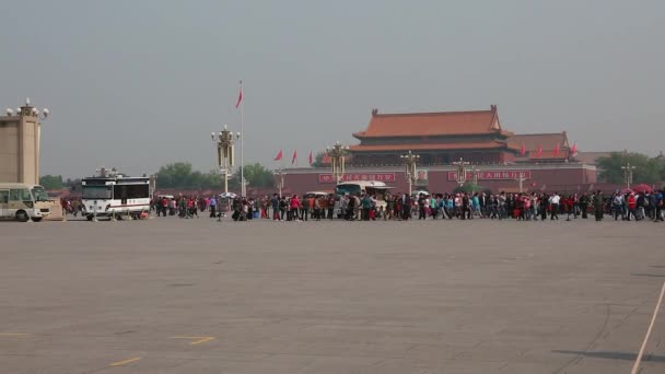 Tiananmen Meydanı'nda turistler — Stok video