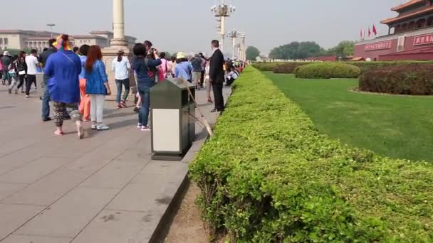 Touristes sur la place tiananmen — Video