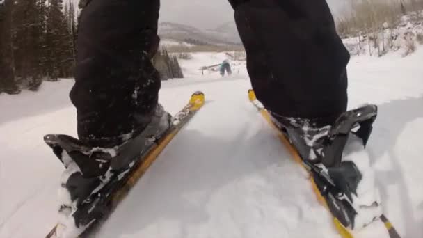 Homme ski sur la station de ski — Video