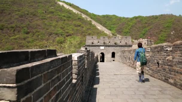 中国の万里の長城の観光客 — ストック動画
