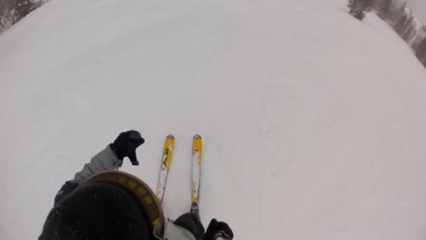 Mann beim Skifahren auf Skigebiet — Stockvideo