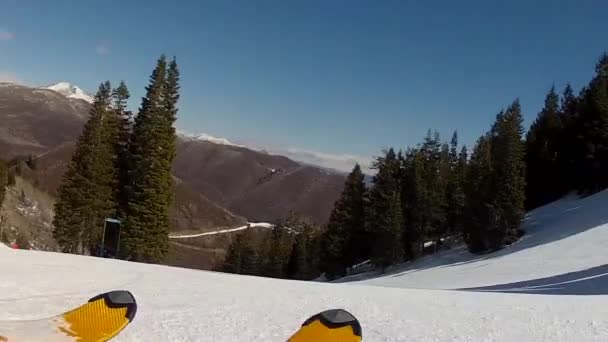 Быстрое катание на лыжах — стоковое видео