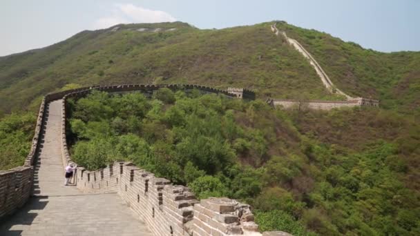 Turistas en la Gran Muralla de China — Vídeos de Stock