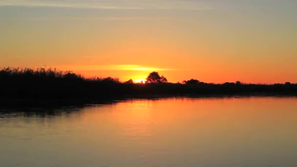 Paseo en barco al atardecer en río — Vídeos de Stock