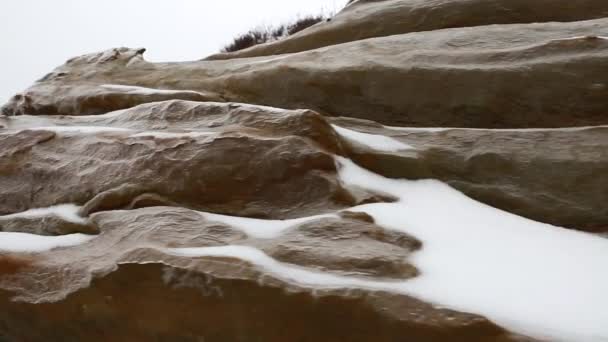 Playa cubierta de nieve — Vídeos de Stock