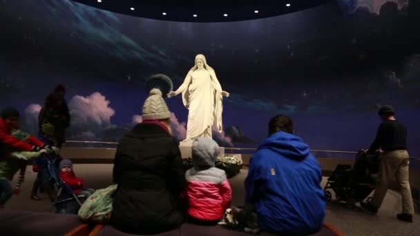 The Christus statue at temple — Stock Video