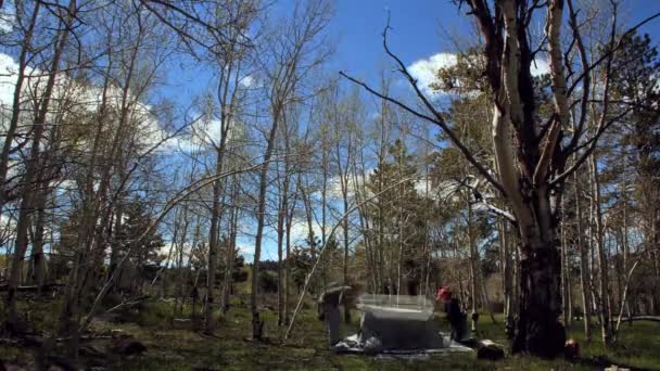 人们取下一顶帐篷 — 图库视频影像