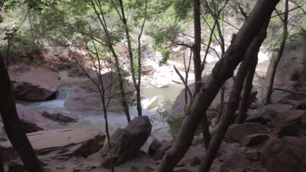 Small waterfall on the virgin river — Stock Video
