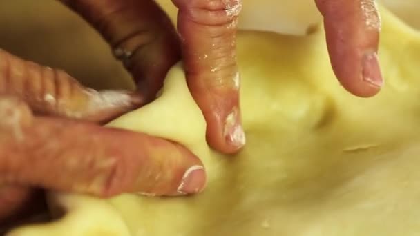 Kvinna som formar en pie crust — Stockvideo